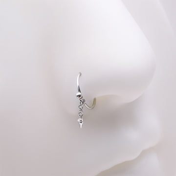 Detail View 1 of Steel Ball Dangle Chained Spike Bendable Hoop Ring